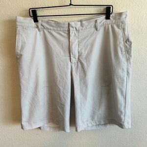 NIKE Golf Striped Standard Dri Fit Cream Off White Shorts Mens 36 Large